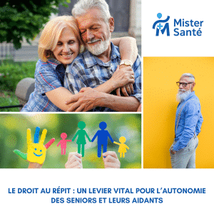 Un couple de seniors souriants s'enlaçant, illustrant le bénéfice du répit pour les aidants et le maintien de l'autonomie à domicile.