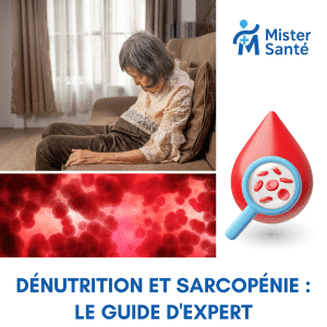 Guide expert sur la dénutrition et la sarcopénie chez la personne âgée avec analyse sanguine.